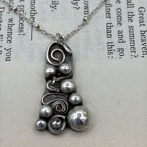 Vintage Brutalist Studio Pendant on Sterling Silver Chain